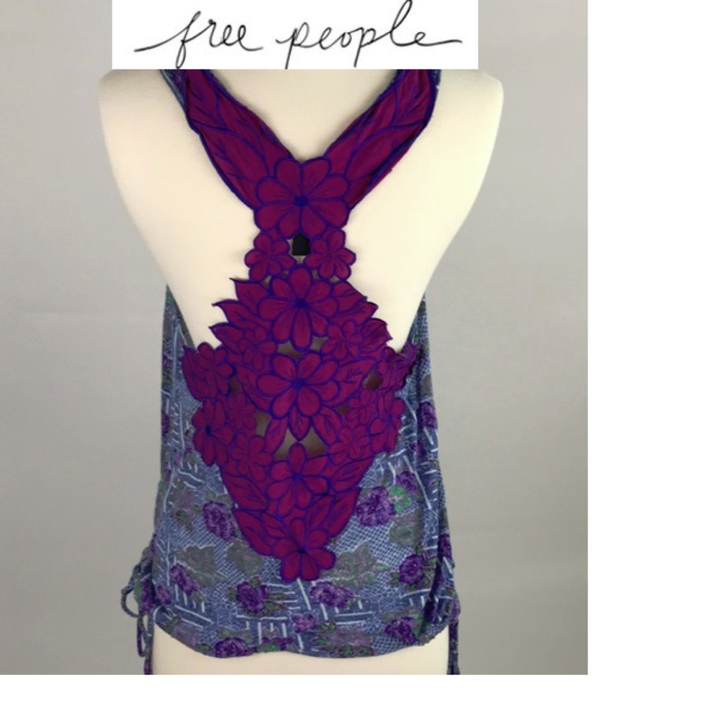 Free people floral racer back tank top